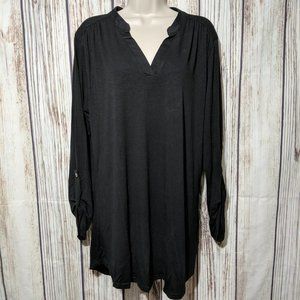 Lildy Tunic Sz XL roll up sleeve v-neck stretchy